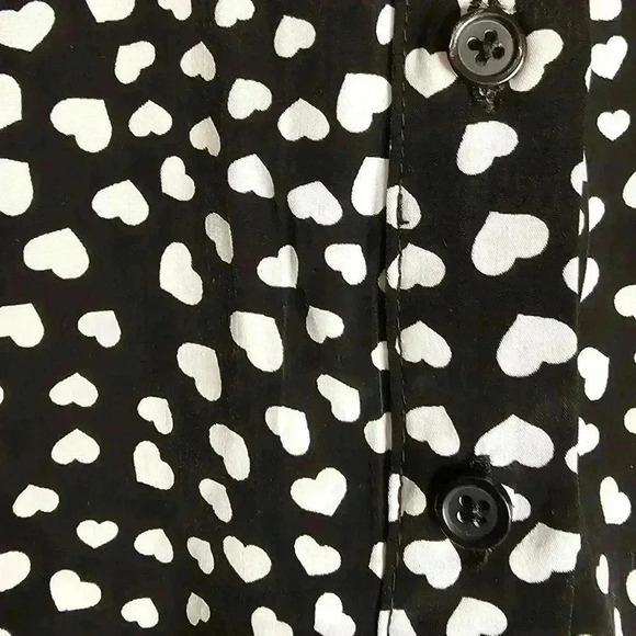Old Navy Shirt Dress Henley Quarter Button Front A-Line Dress White Hearts, XS - Picture 2 of 9